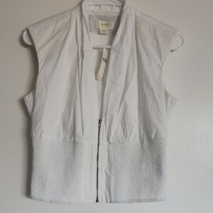 Anthropolgie's NWT Maeve White Sleeveless Zip-Up Vest Sz S